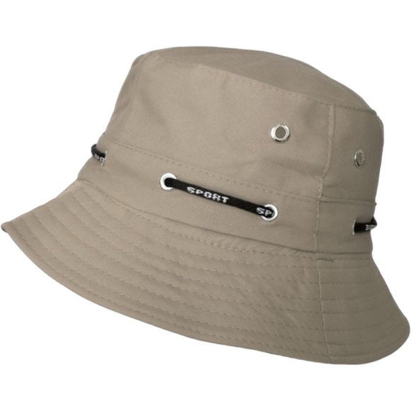 Unisex Sporty Beige Outdoor Bucket Hat Adjustable - Picture 1 of 5